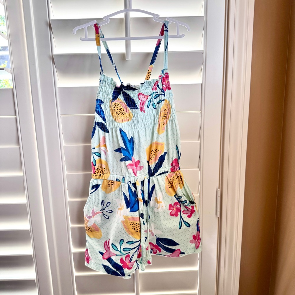 Tea Collection Girls Size 6 Romper Floral Cotton Fall Travel or Layered Playwear
